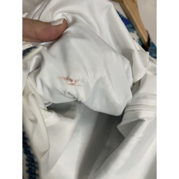 RSVP by Talbots Top womens 6p sleeveless vneck blue white Side Zip Paisly Print - Picture 8 of 9